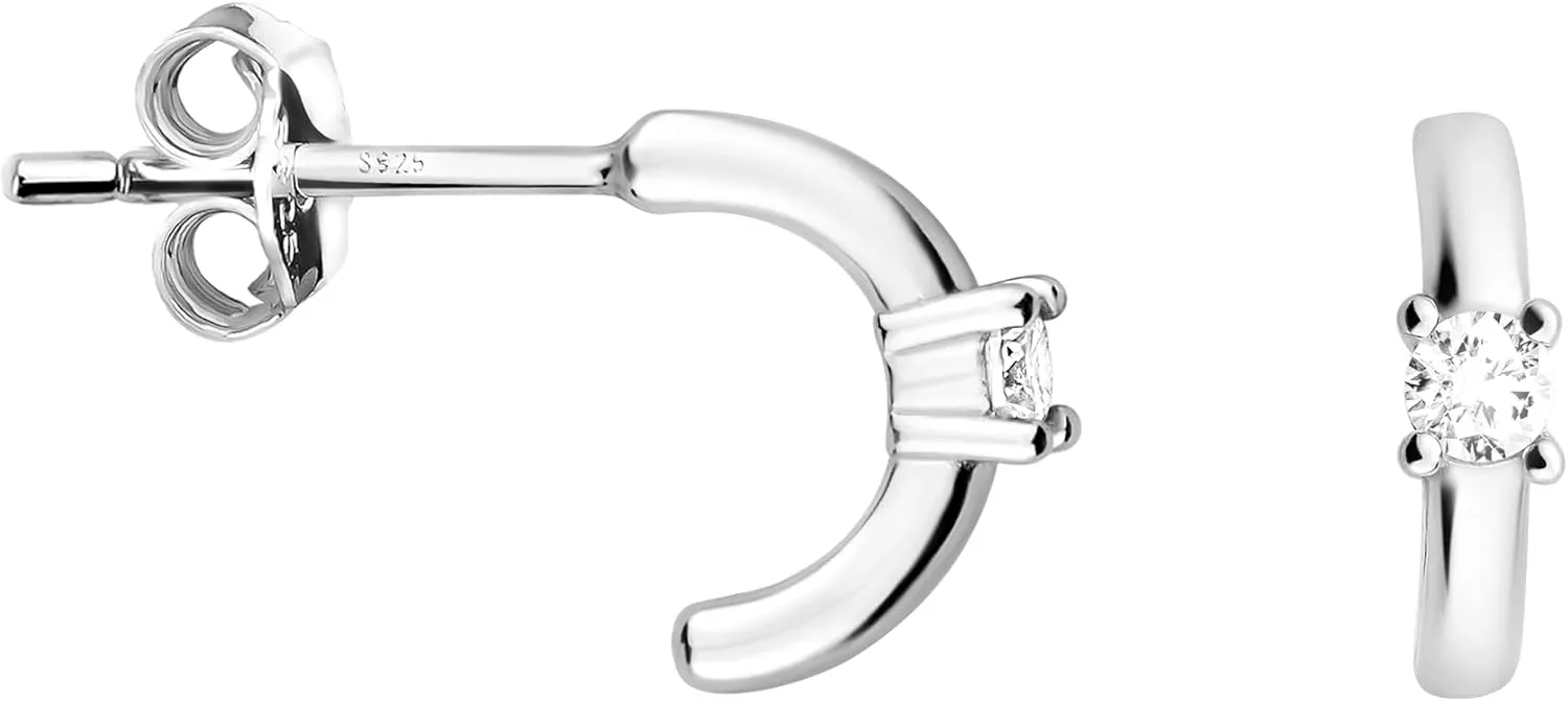 SOFIA MILANI - Solid 925 Sterling Silver Earrings for Women - Zirconia Stud Hoop - E1570