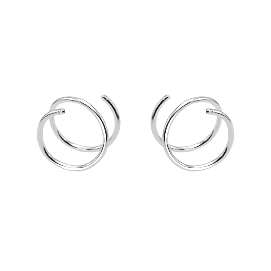 Solid Sterling Silver Double Hoop Twist Earrings for Single Piercing. Tiny Spiral Huggie Hoop Illusion Earrings for Women. Double Hoop Nose or Helix Ring.