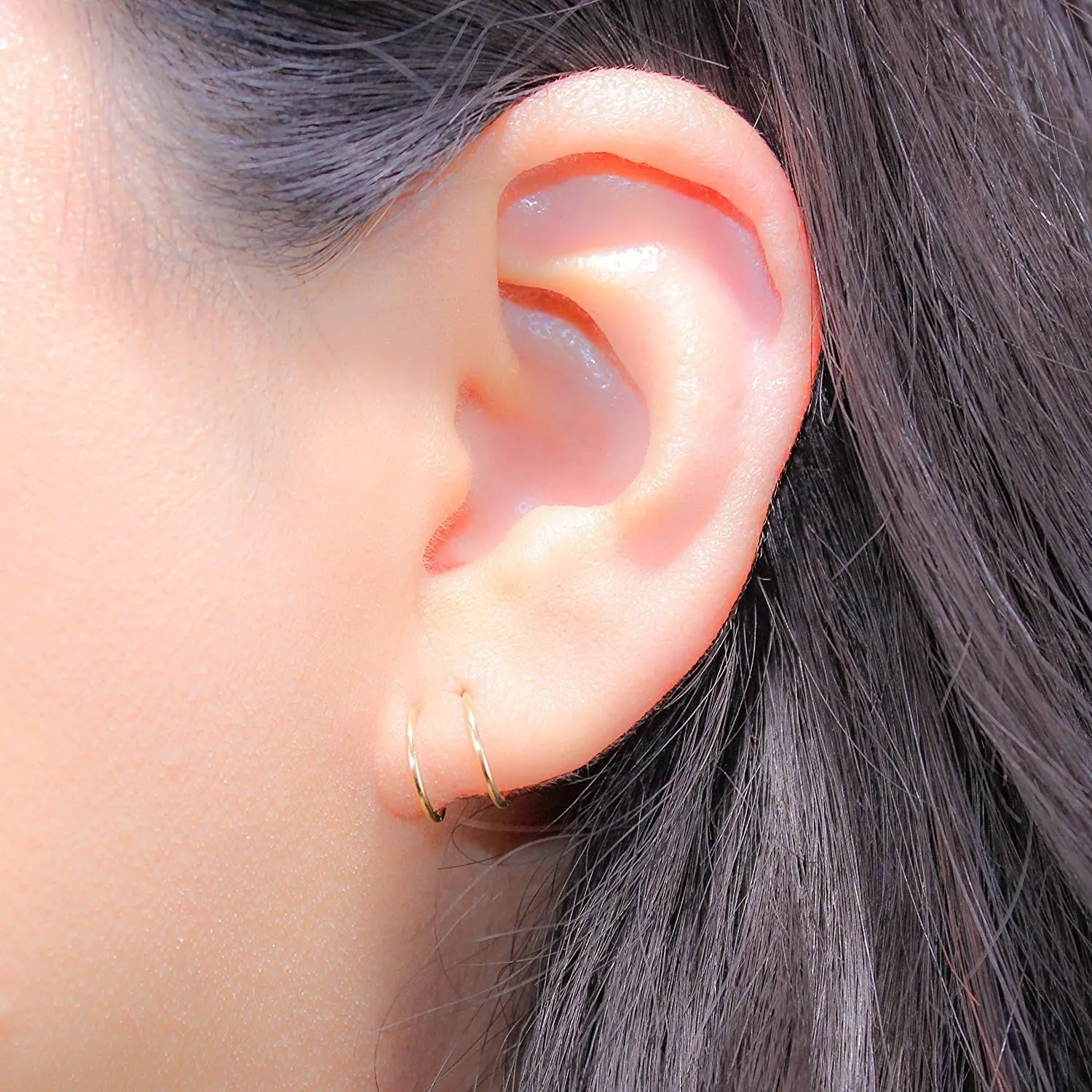 Solid Sterling Silver Double Hoop Twist Earrings for Single Piercing. Tiny Spiral Huggie Hoop Illusion Earrings for Women. Double Hoop Nose or Helix Ring.