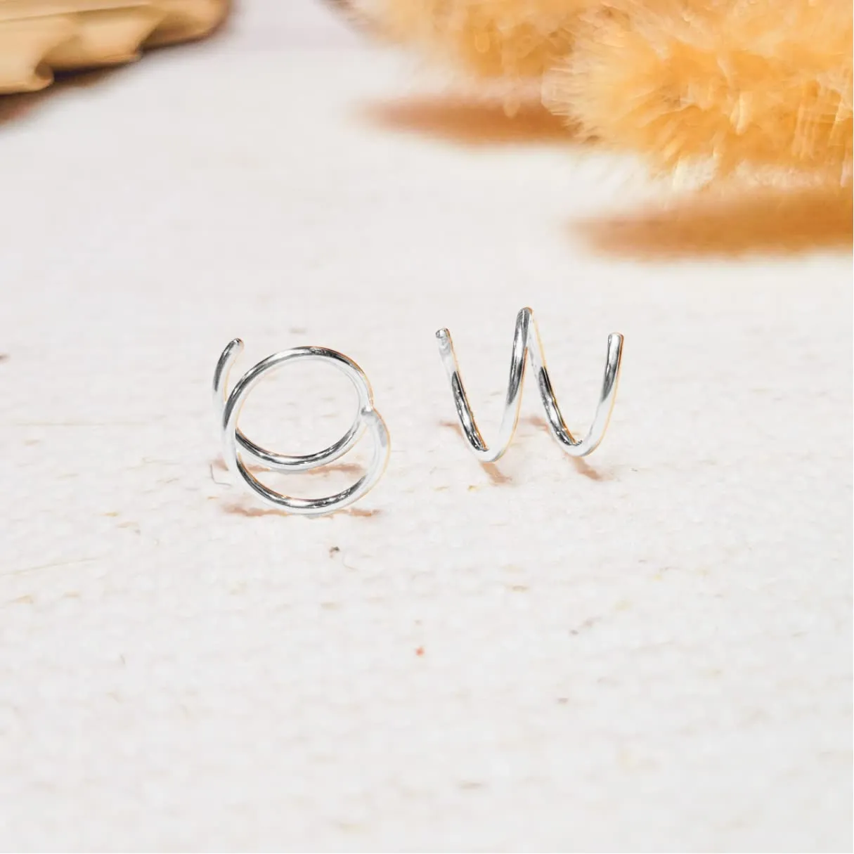 Solid Sterling Silver Double Hoop Twist Earrings for Single Piercing. Tiny Spiral Huggie Hoop Illusion Earrings for Women. Double Hoop Nose or Helix Ring.