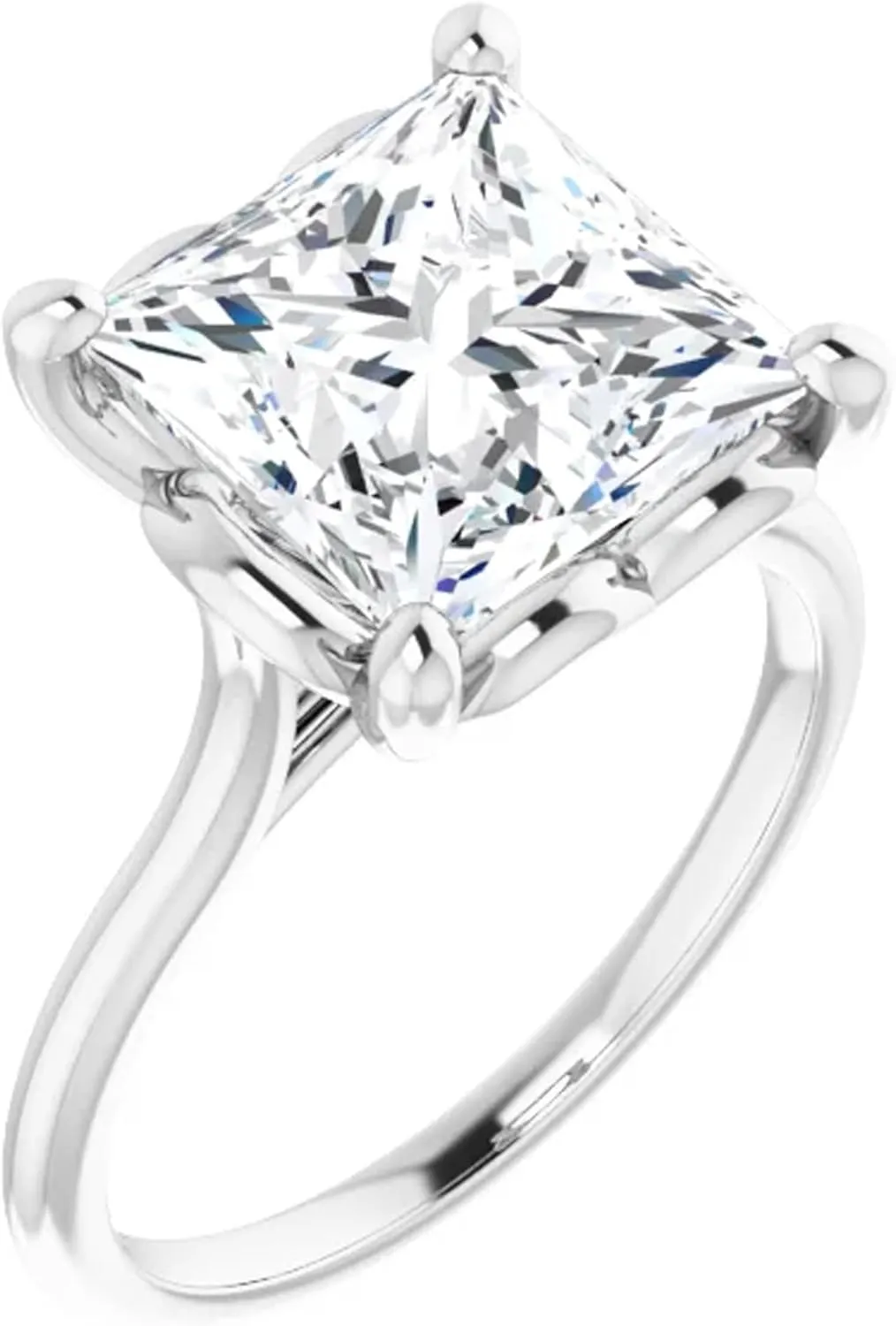 Solitaire Lab Diamond Engagement Ring Princess Cut Petite Setting