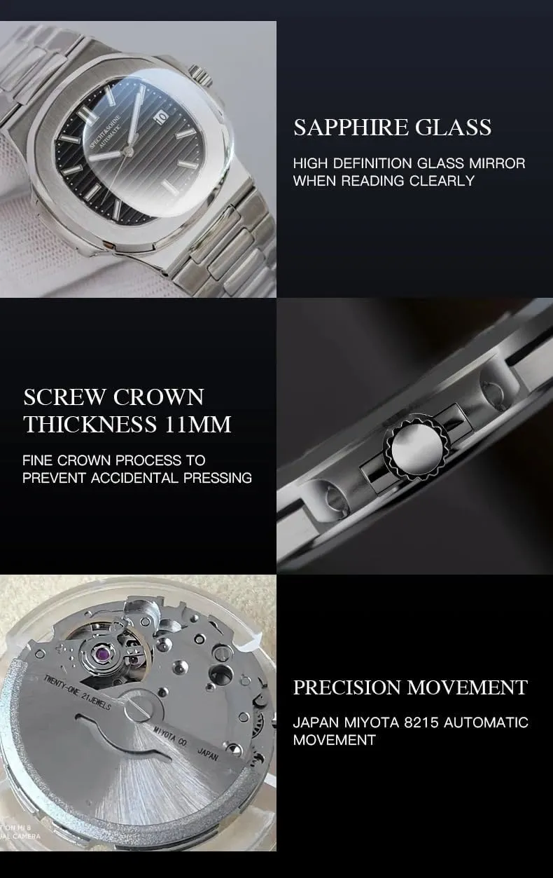 SPECHT&SOHNE Automatic Watches for Men Japan Miyota 8215 Mechanical Watch Stainless Steel Sapphire Waterproof