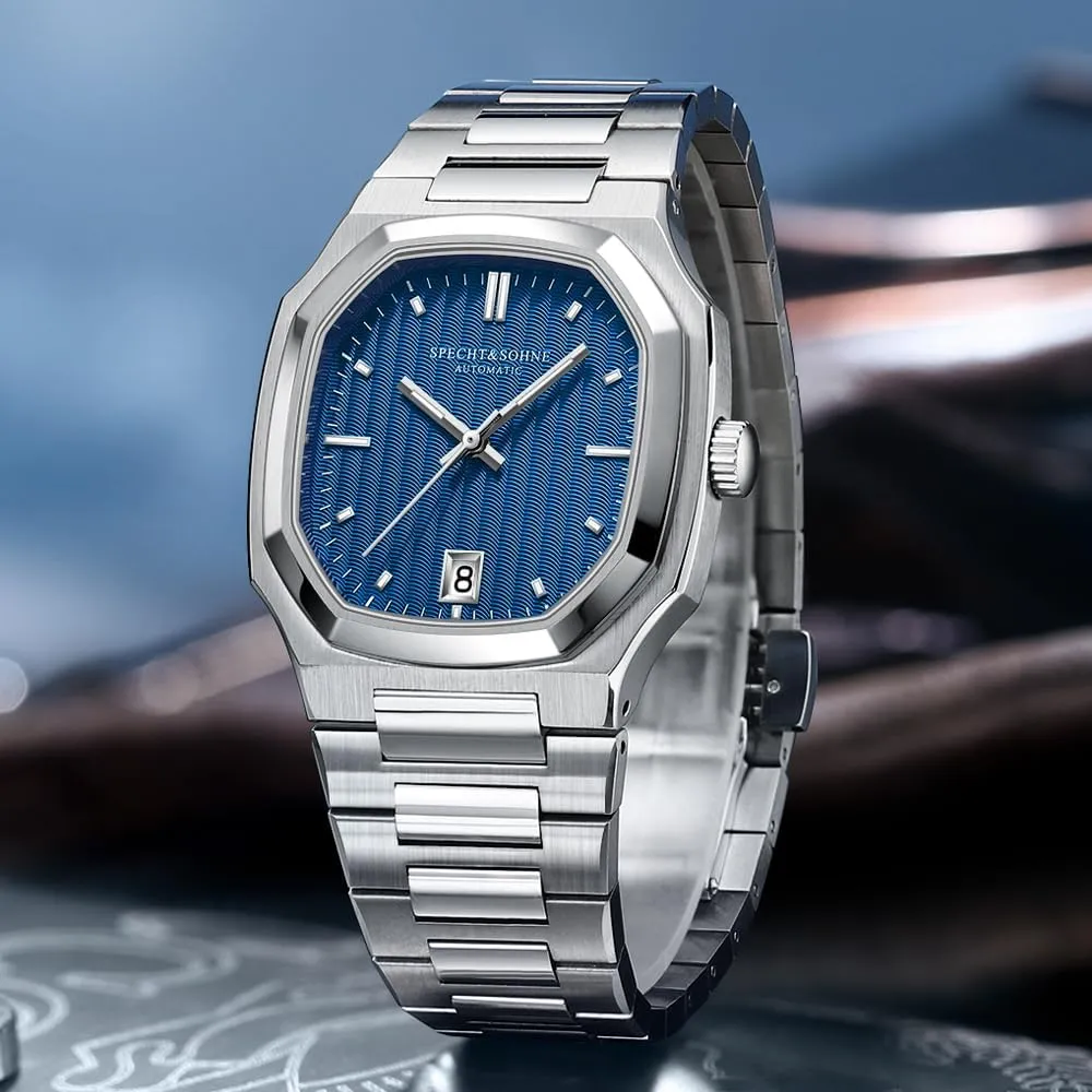 SPECHT&SOHNE Watches for Men 38MM Rare Elegant Automatic Mechanical Watch Stainless Steel Sapphire Crystal Waterproof