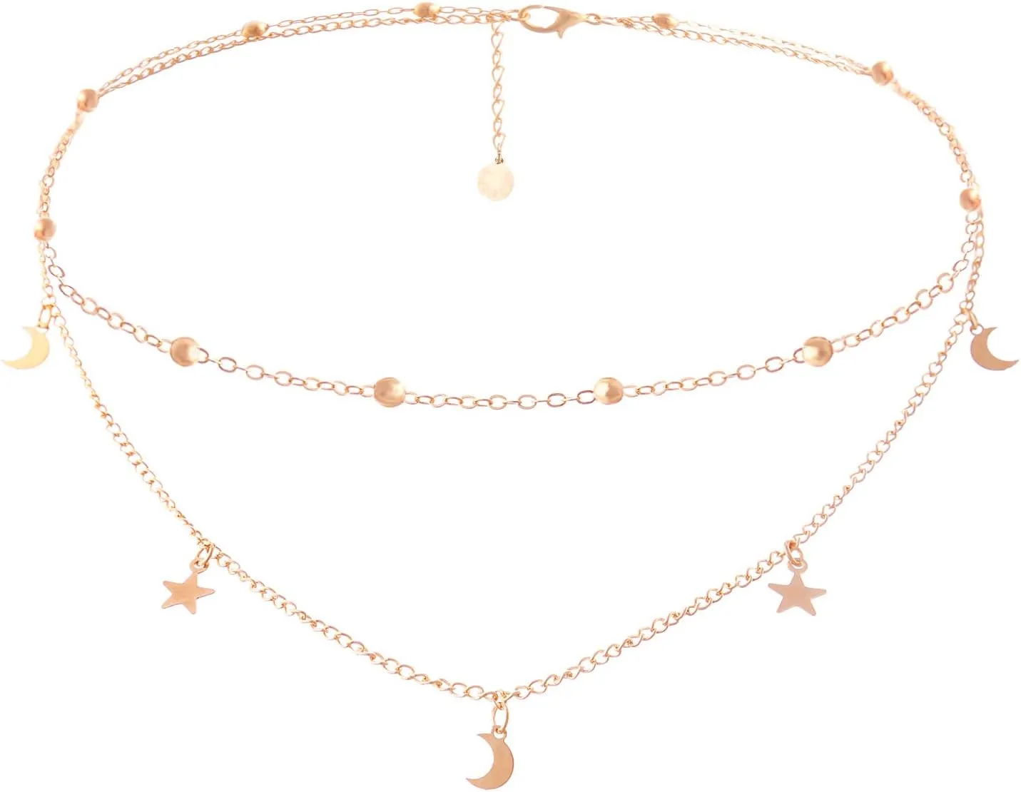 Star Moon Charm Necklace Layering Chain Choker for Women