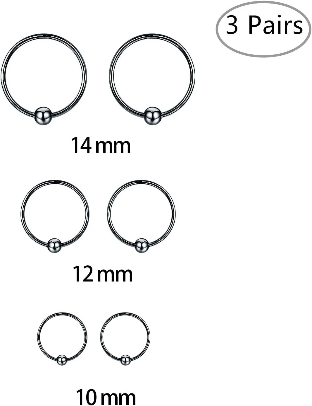 Sterling Silver Cartilage Earrings Gold/Black/Rose Hypoallergenic Mini Tiny Small Huggie Hoops Ear Piercing Helix Endless Ball Bead Nose Sleeper Earrings for Women
