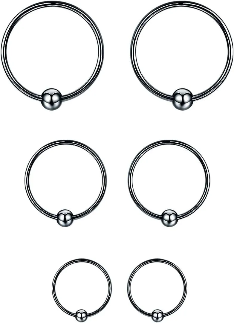 Sterling Silver Cartilage Earrings Gold/Black/Rose Hypoallergenic Mini Tiny Small Huggie Hoops Ear Piercing Helix Endless Ball Bead Nose Sleeper Earrings for Women