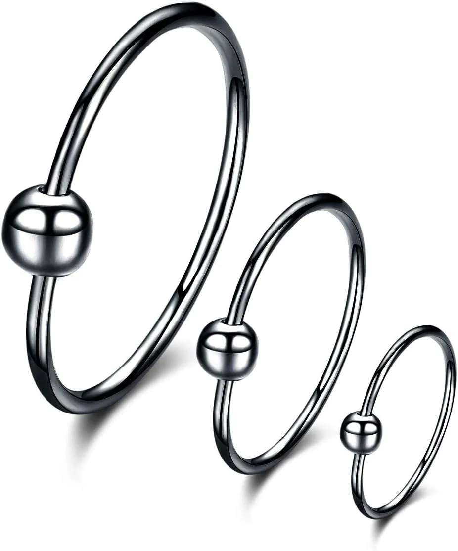Sterling Silver Cartilage Earrings Gold/Black/Rose Hypoallergenic Mini Tiny Small Huggie Hoops Ear Piercing Helix Endless Ball Bead Nose Sleeper Earrings for Women