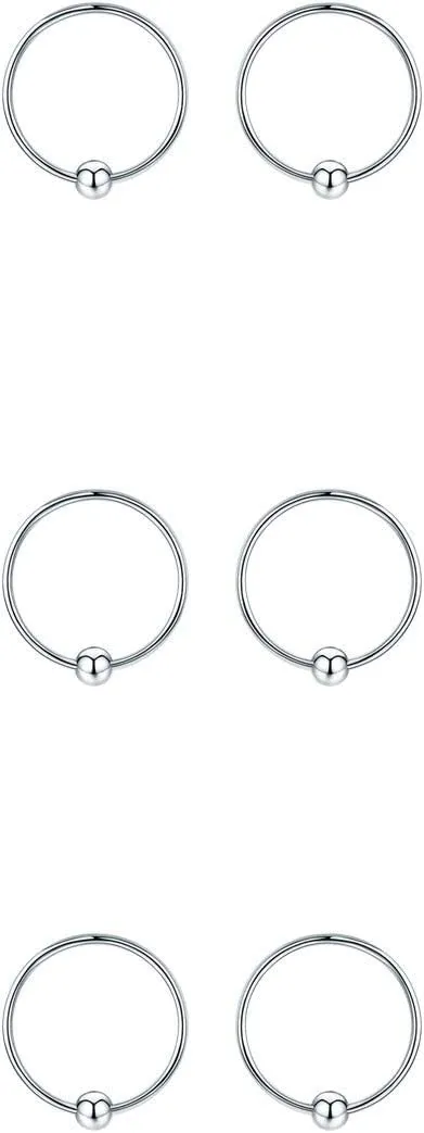 Sterling Silver Cartilage Earrings Gold/Black/Rose Hypoallergenic Mini Tiny Small Huggie Hoops Ear Piercing Helix Endless Ball Bead Nose Sleeper Earrings for Women