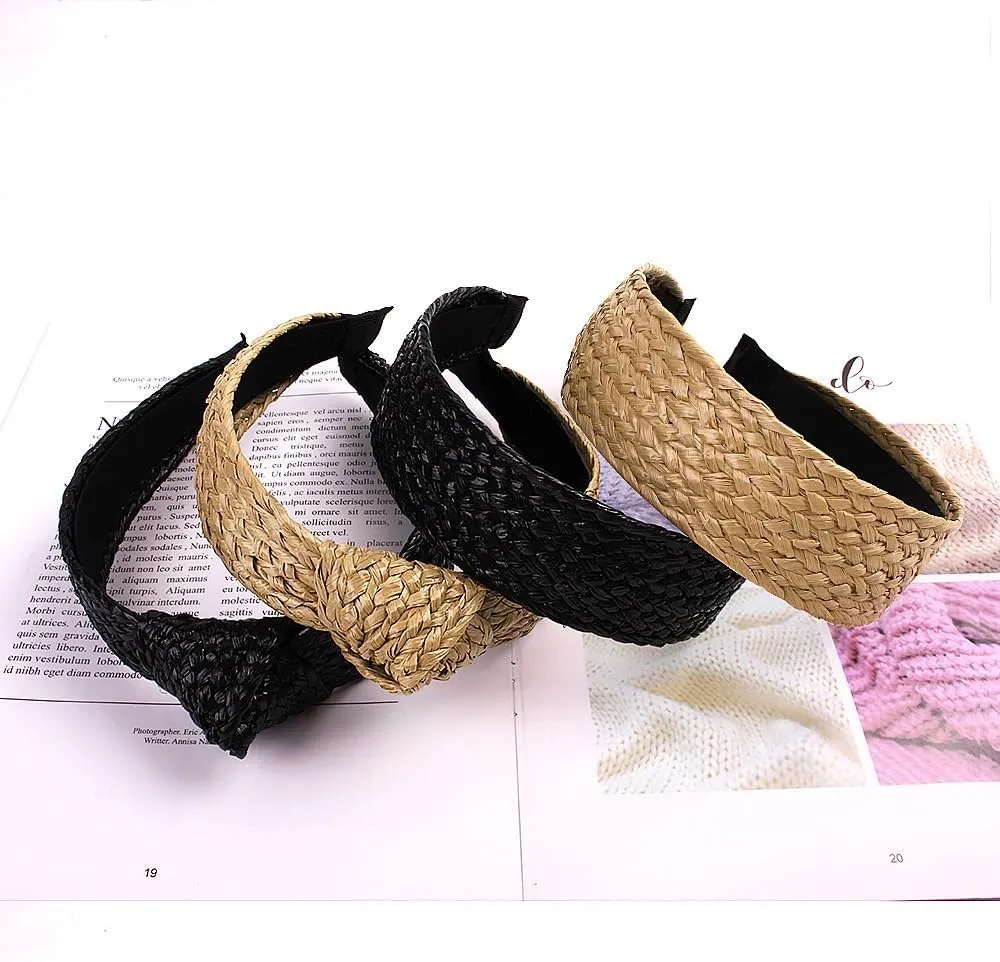 Straw Headband, Hairpin Headband, Simple And Wide Edged, Fresh And Knotted Headband
