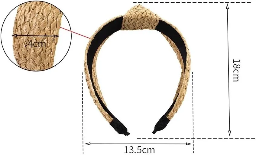 Straw Headband, Hairpin Headband, Simple And Wide Edged, Fresh And Knotted Headband