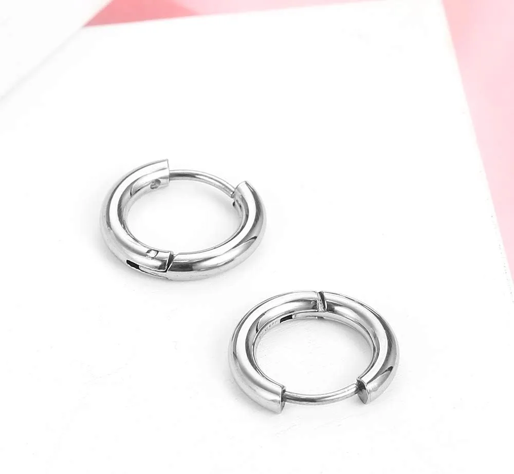 Surgical Stainless Steel Small Hoop Earrings 8mm/10mm/12mm Gold Black Hoop Cartilage Earrings Mens Womens