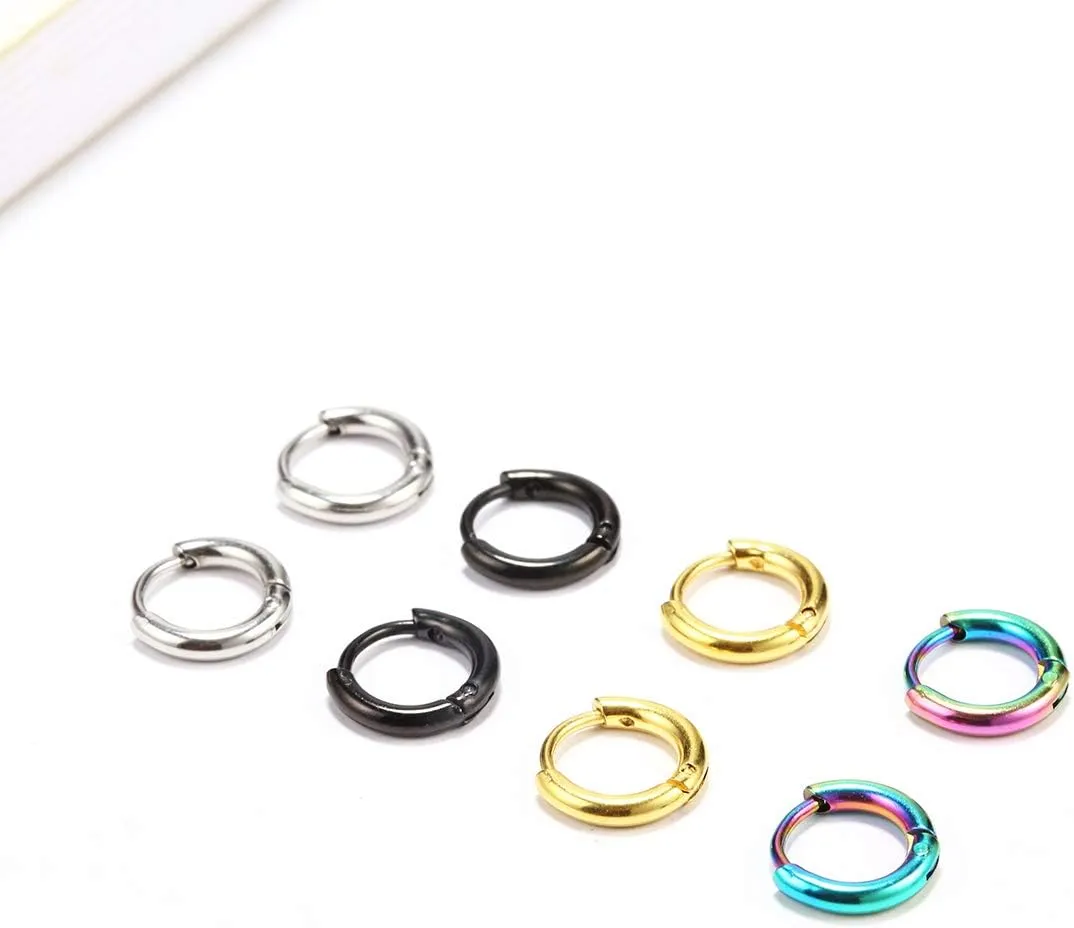 Surgical Stainless Steel Thin Hoop Earrings 6mm/8mm/10mm Small Huggie Hoop Earrings for Women and Men
