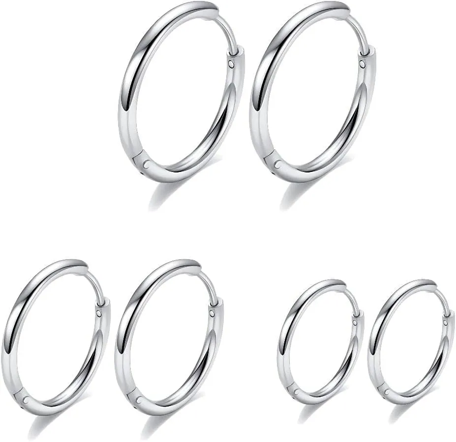 Surgical Stainless Steel Thin Hoop Earrings 6mm/8mm/10mm Small Huggie Hoop Earrings for Women and Men