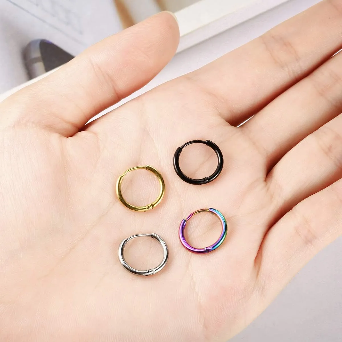 Surgical Stainless Steel Thin Hoop Earrings 6mm/8mm/10mm Small Huggie Hoop Earrings for Women and Men