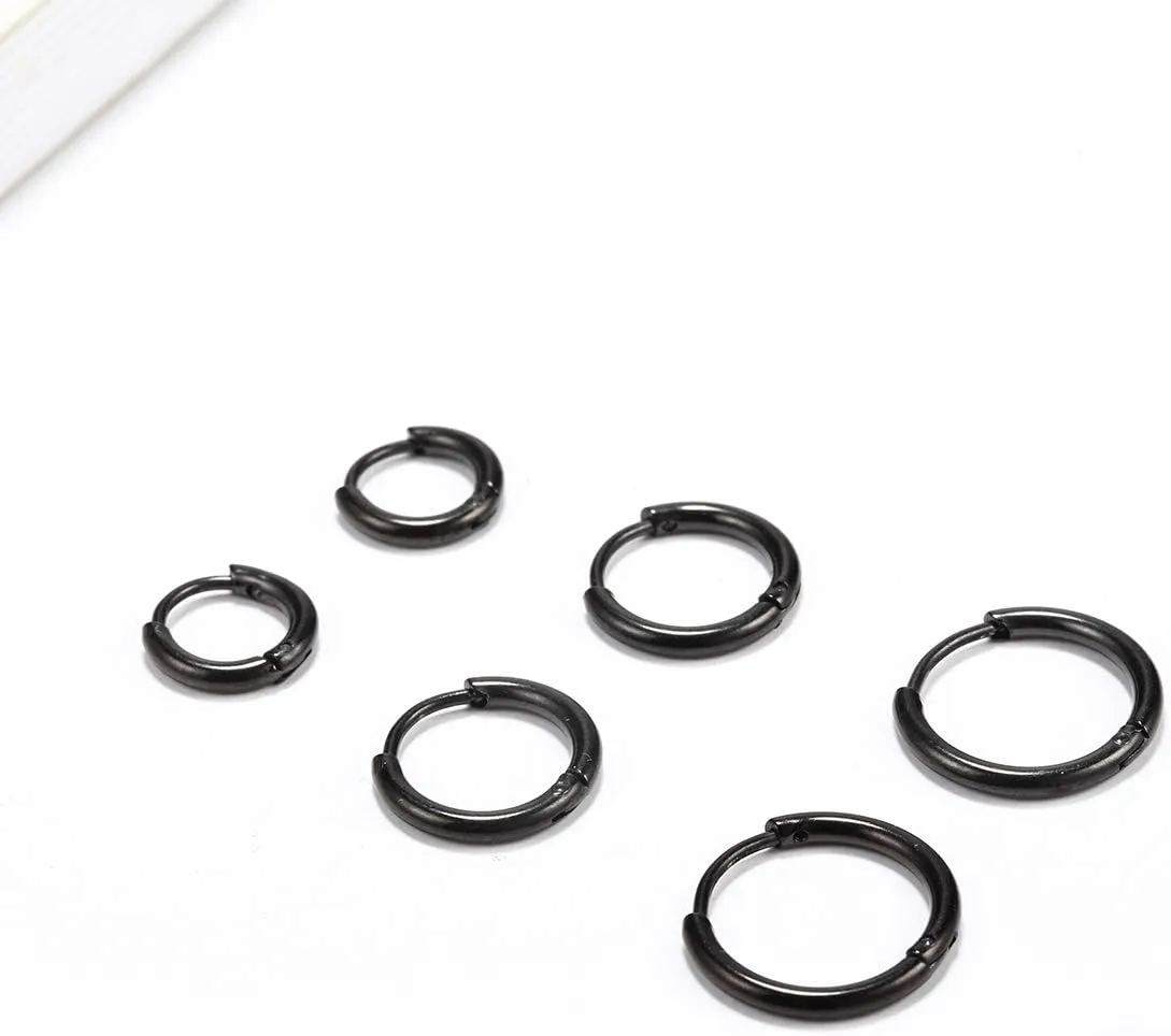 Surgical Stainless Steel Thin Hoop Earrings 6mm/8mm/10mm Small Huggie Hoop Earrings for Women and Men
