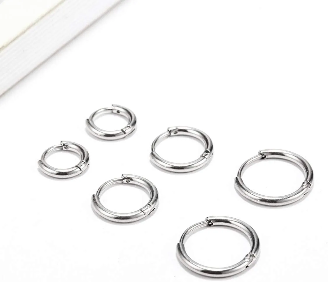 Surgical Stainless Steel Thin Hoop Earrings 6mm/8mm/10mm Small Huggie Hoop Earrings for Women and Men