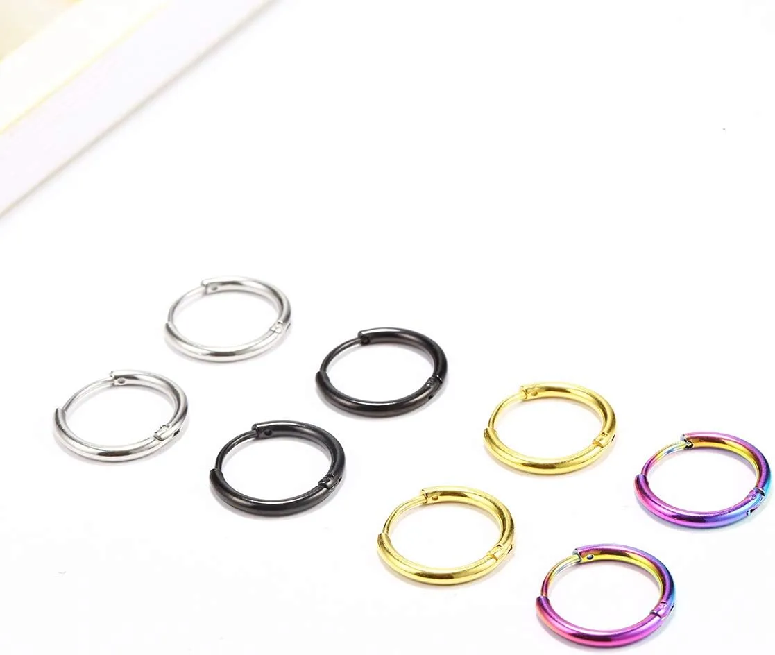Surgical Stainless Steel Thin Hoop Earrings 6mm/8mm/10mm Small Huggie Hoop Earrings for Women and Men
