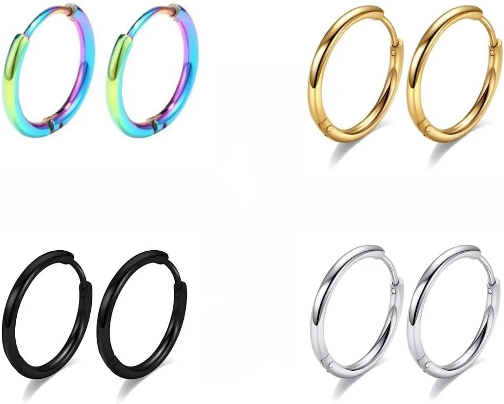 Surgical Stainless Steel Thin Hoop Earrings 6mm/8mm/10mm Small Huggie Hoop Earrings for Women and Men
