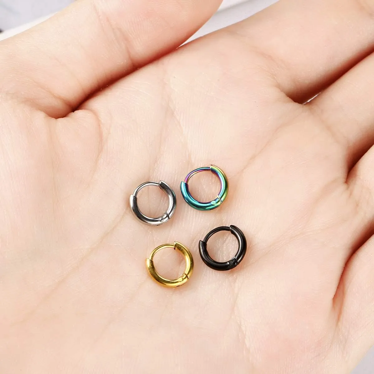 Surgical Stainless Steel Thin Hoop Earrings 6mm/8mm/10mm Small Huggie Hoop Earrings for Women and Men