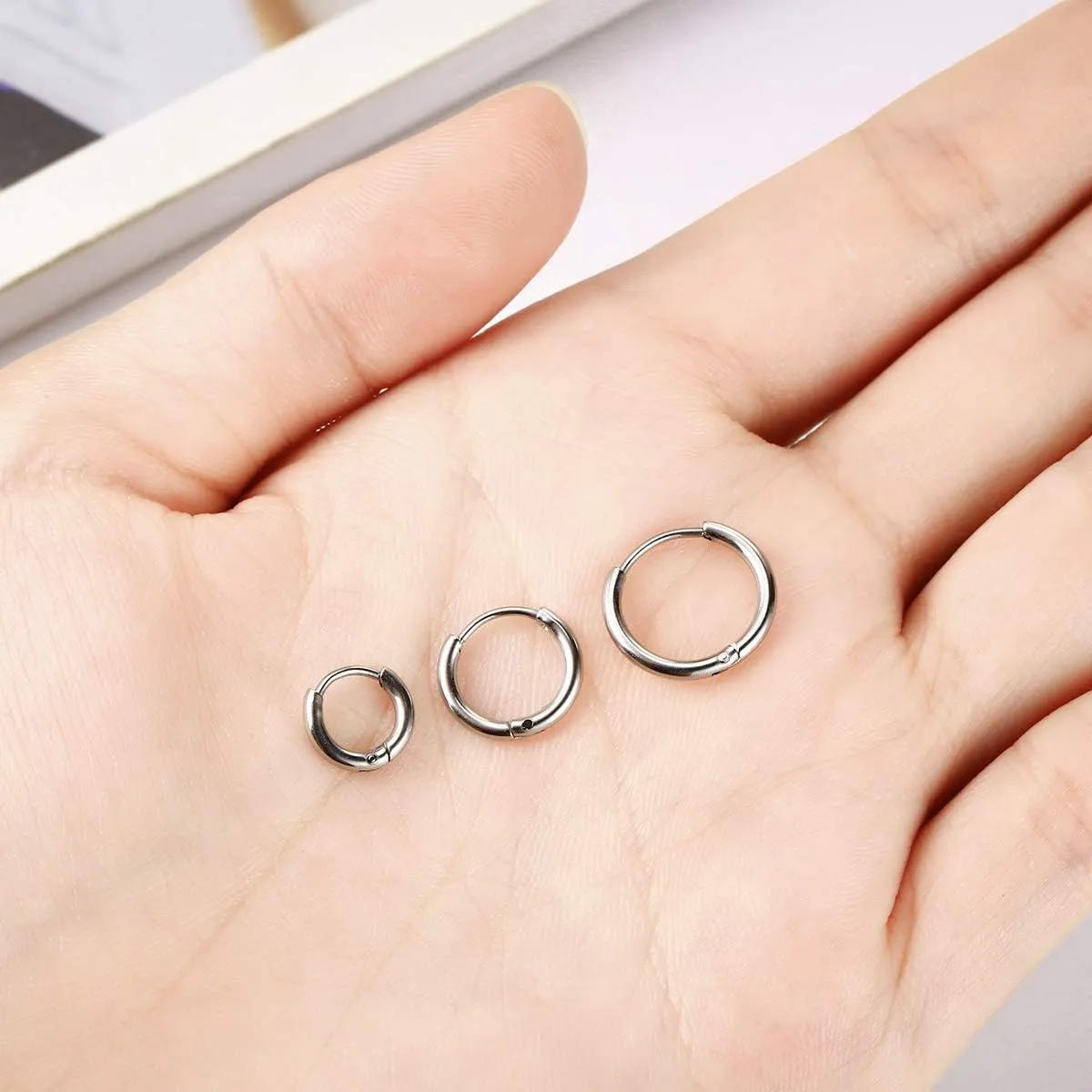 Surgical Stainless Steel Thin Hoop Earrings 6mm/8mm/10mm Small Huggie Hoop Earrings for Women and Men