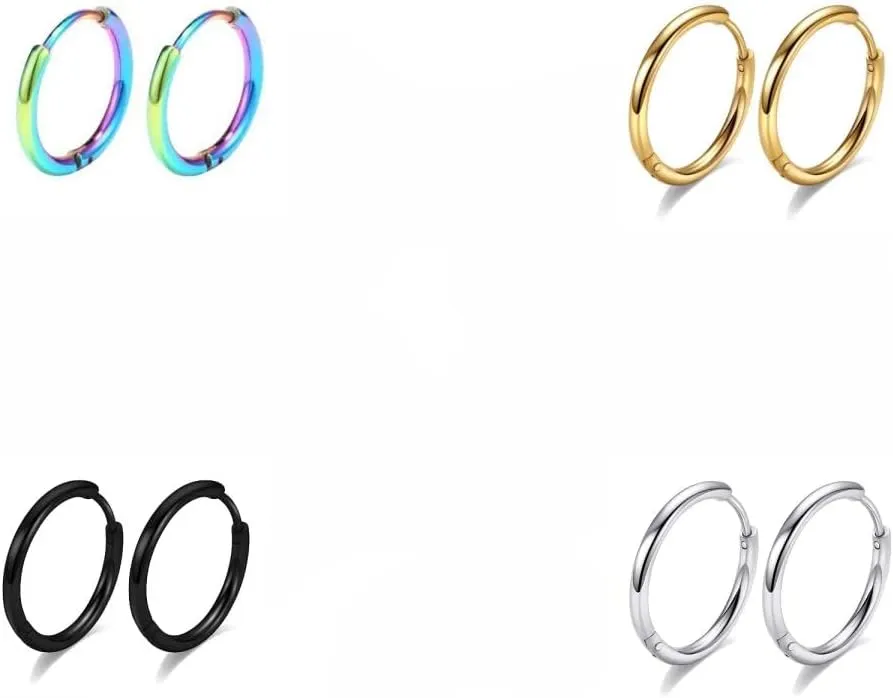 Surgical Stainless Steel Thin Hoop Earrings 6mm/8mm/10mm Small Huggie Hoop Earrings for Women and Men