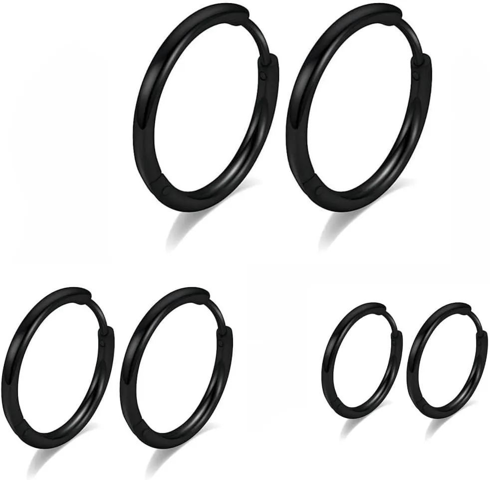 Surgical Stainless Steel Thin Hoop Earrings 6mm/8mm/10mm Small Huggie Hoop Earrings for Women and Men