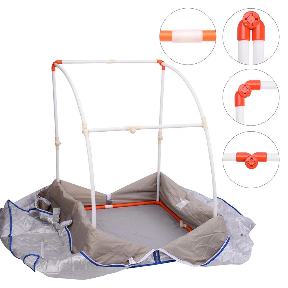 TheLAShop Portable Sauna Tent Steam SPA w/ Chair Remote Silver 2L