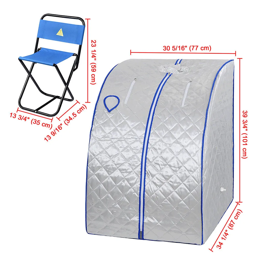 TheLAShop Portable Sauna Tent Steam SPA w/ Chair Remote Silver 2L