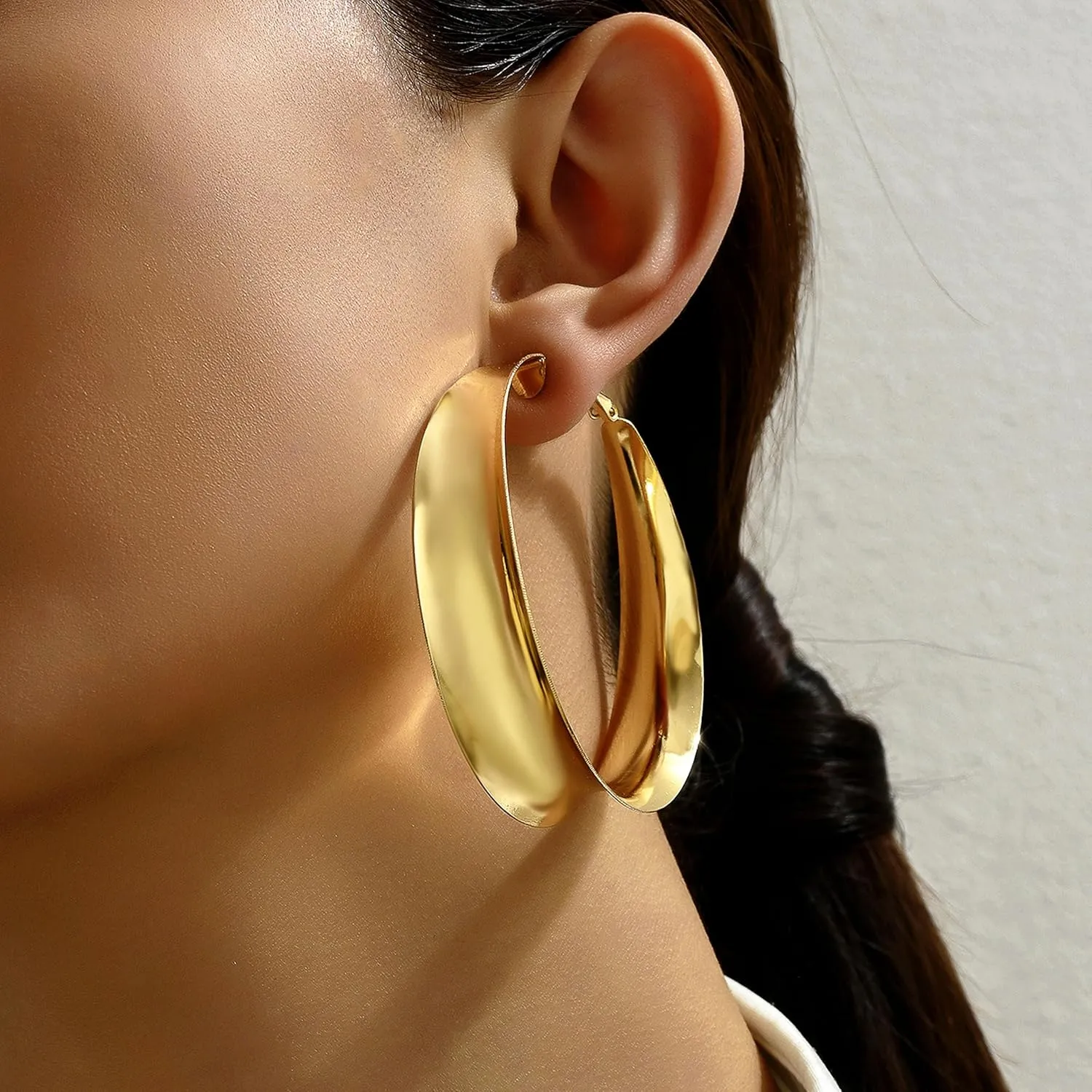 Thick Gold Hoop Earrings for Women Large Gold Hoops Earrings Chunky Statement Hoops Jewelry Trendy
