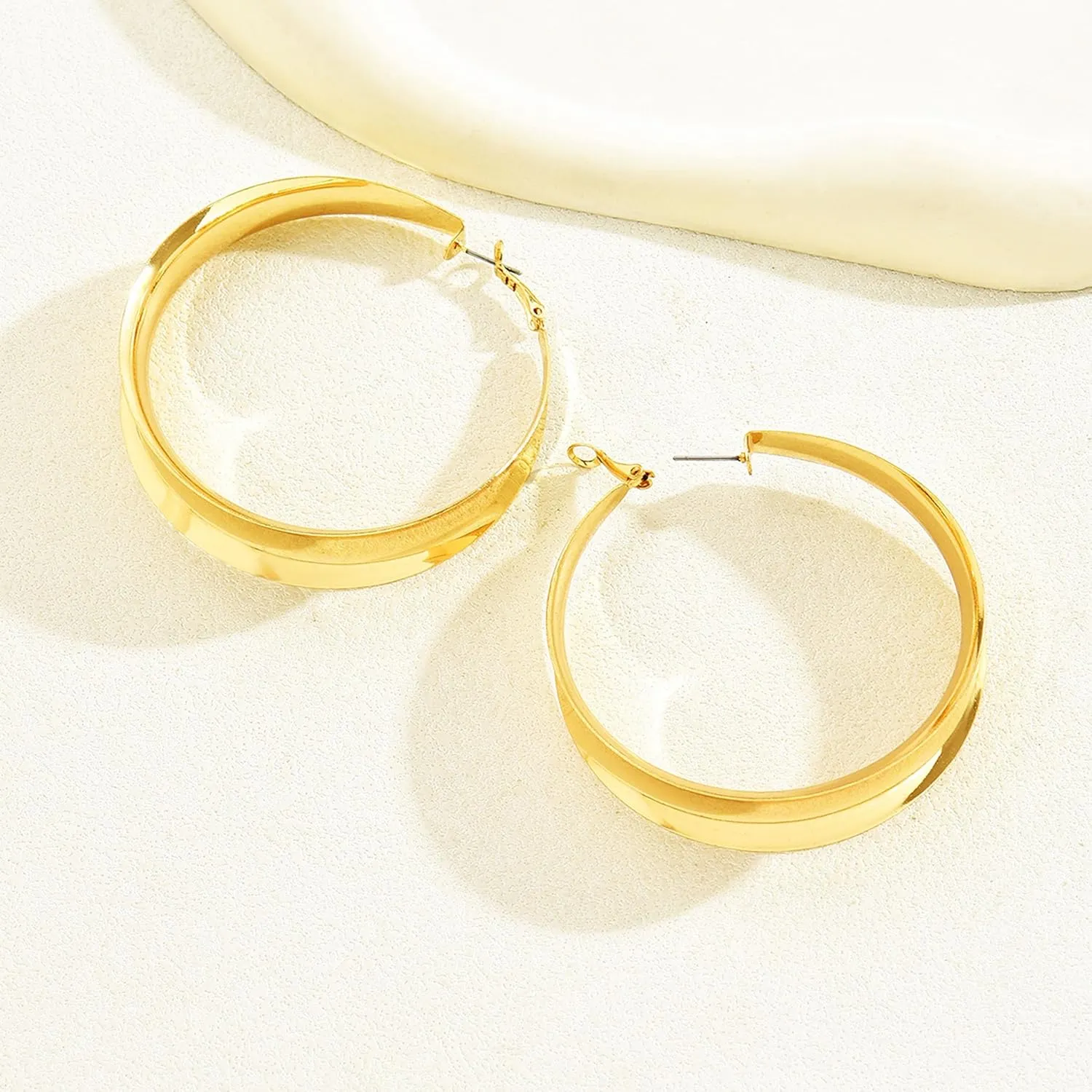 Thick Gold Hoop Earrings for Women Large Gold Hoops Earrings Chunky Statement Hoops Jewelry Trendy