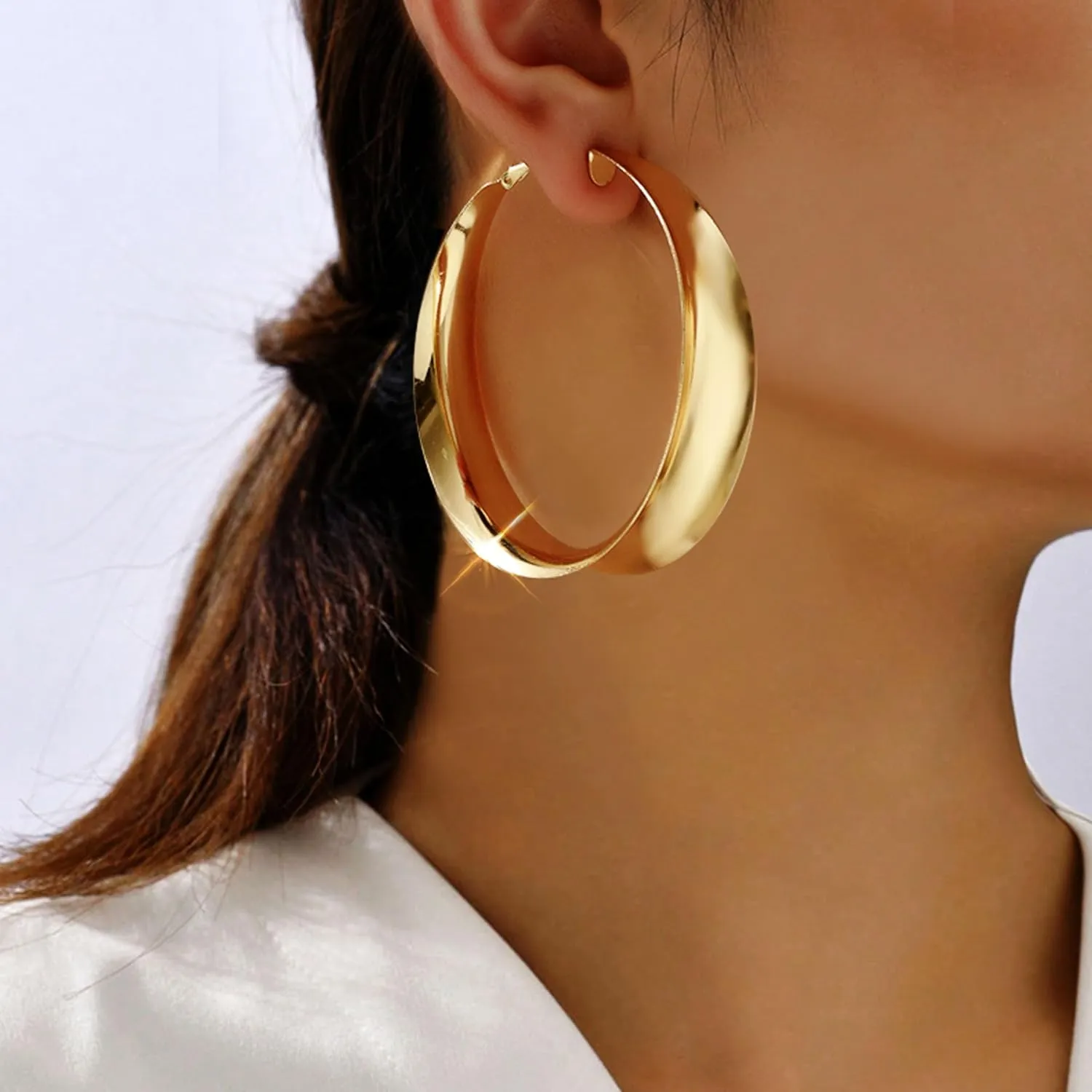 Thick Gold Hoop Earrings for Women Large Gold Hoops Earrings Chunky Statement Hoops Jewelry Trendy
