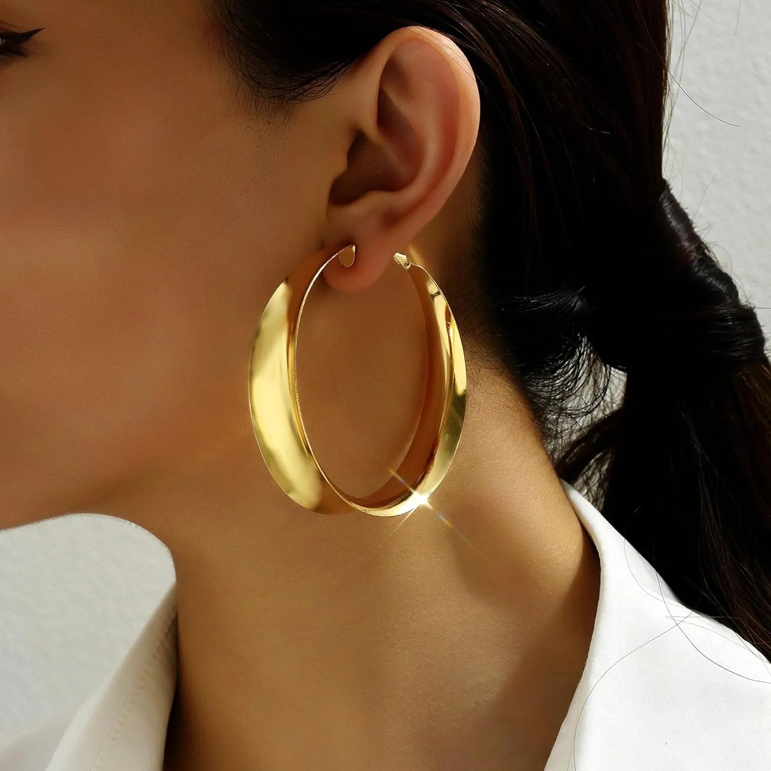 Thick Gold Hoop Earrings for Women Large Gold Hoops Earrings Chunky Statement Hoops Jewelry Trendy