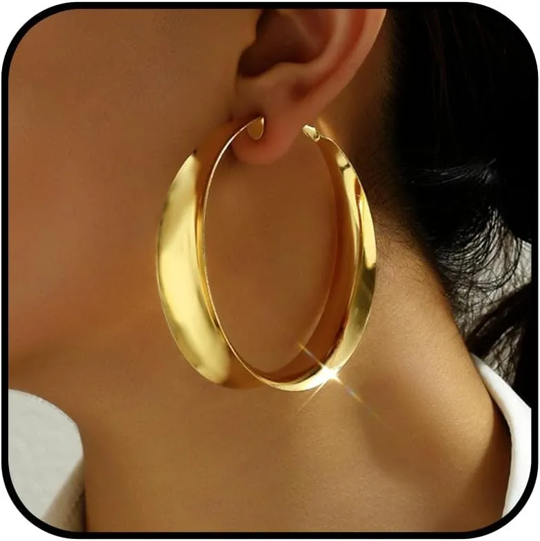 Thick Gold Hoop Earrings for Women Large Gold Hoops Earrings Chunky Statement Hoops Jewelry Trendy