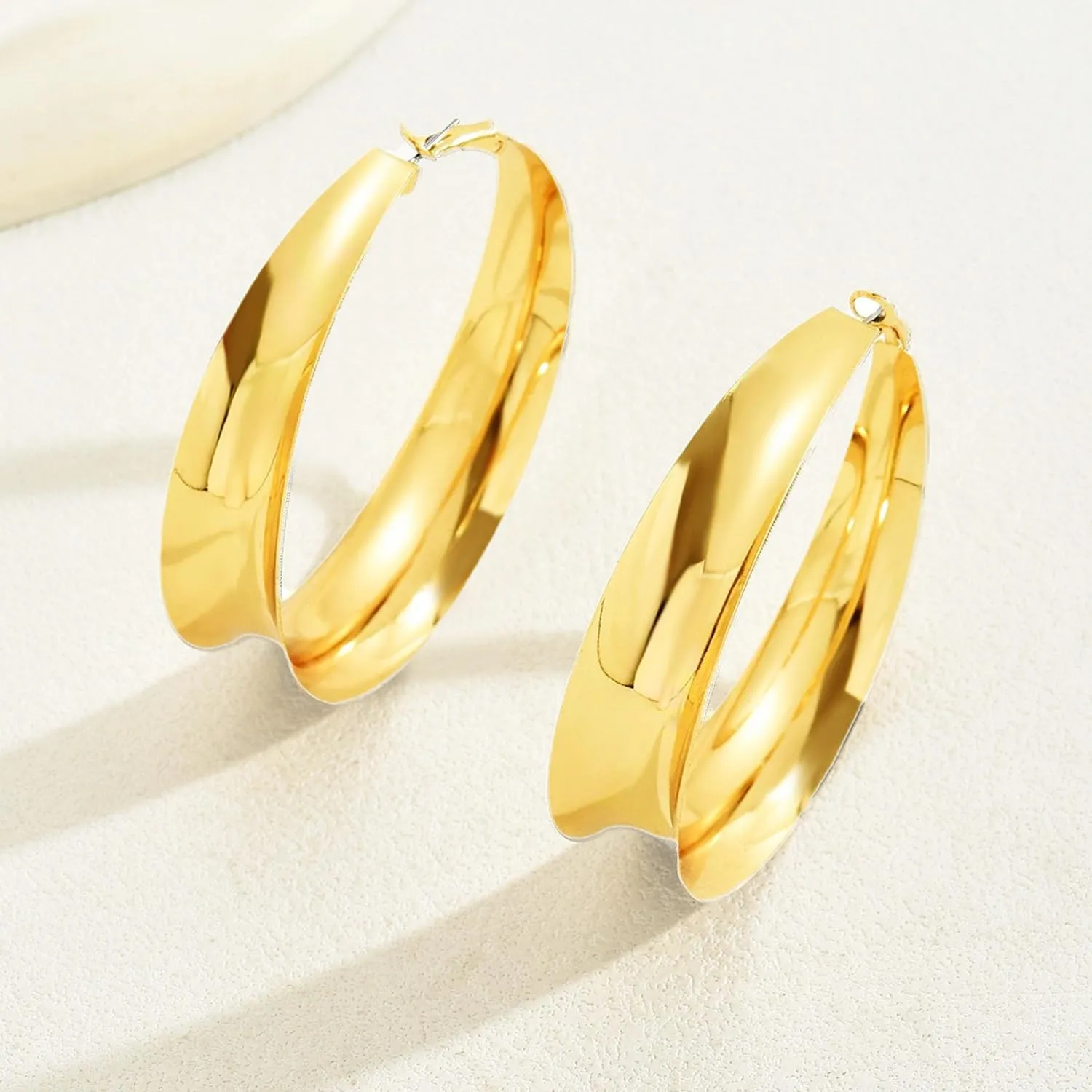 Thick Gold Hoop Earrings for Women Large Gold Hoops Earrings Chunky Statement Hoops Jewelry Trendy