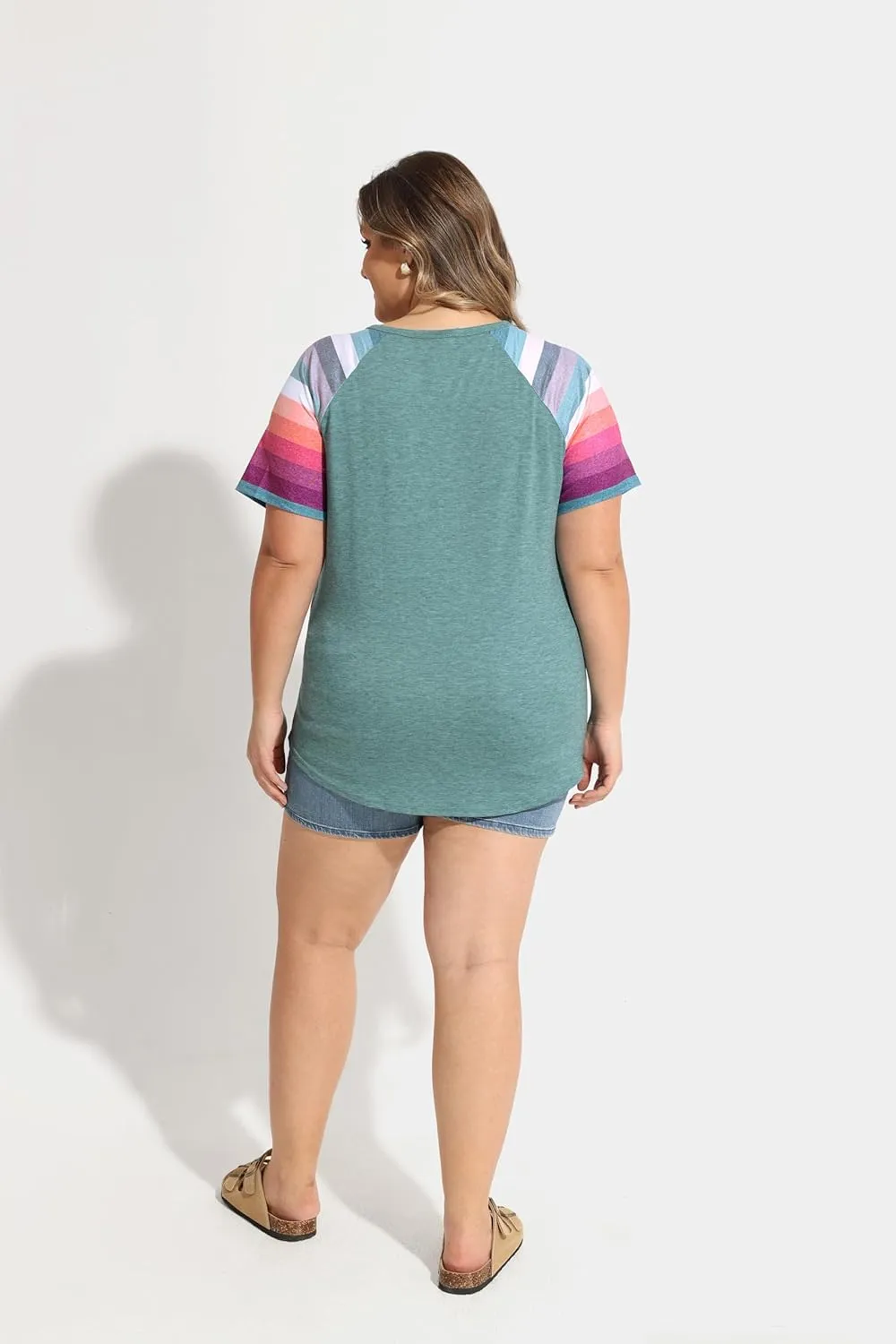 TIYOMI Plus Size Henley Tops Short Sleeve Shirts for Women Summer Tunics XL-5XL