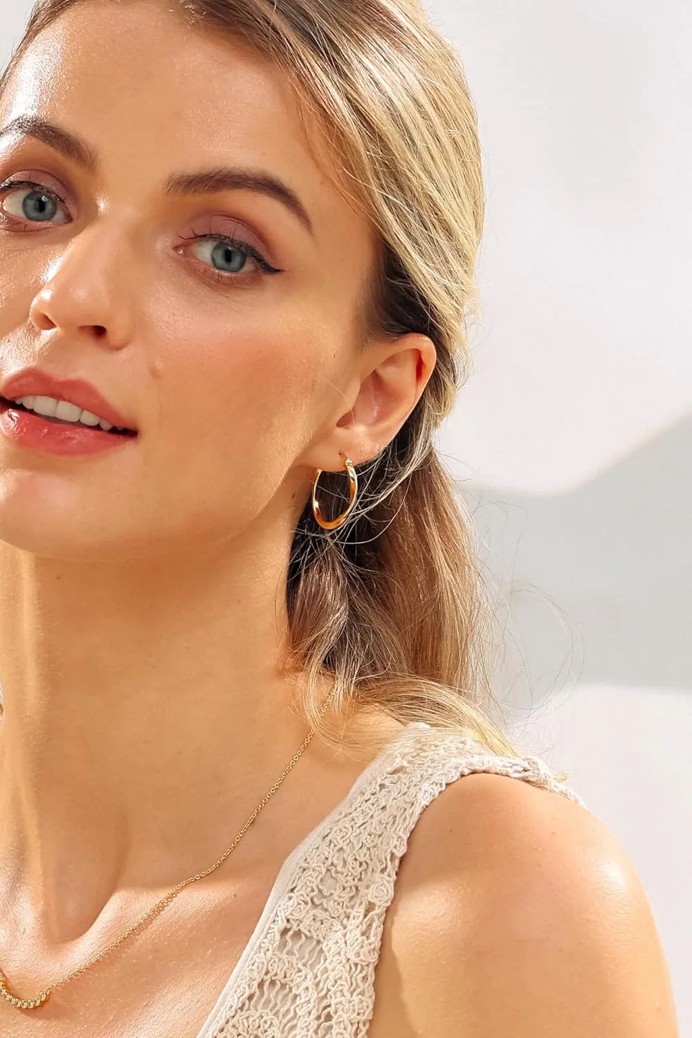 Twist Hoops | Medium 14K Yellow Gold | Braided Hoop Earrings | 1"