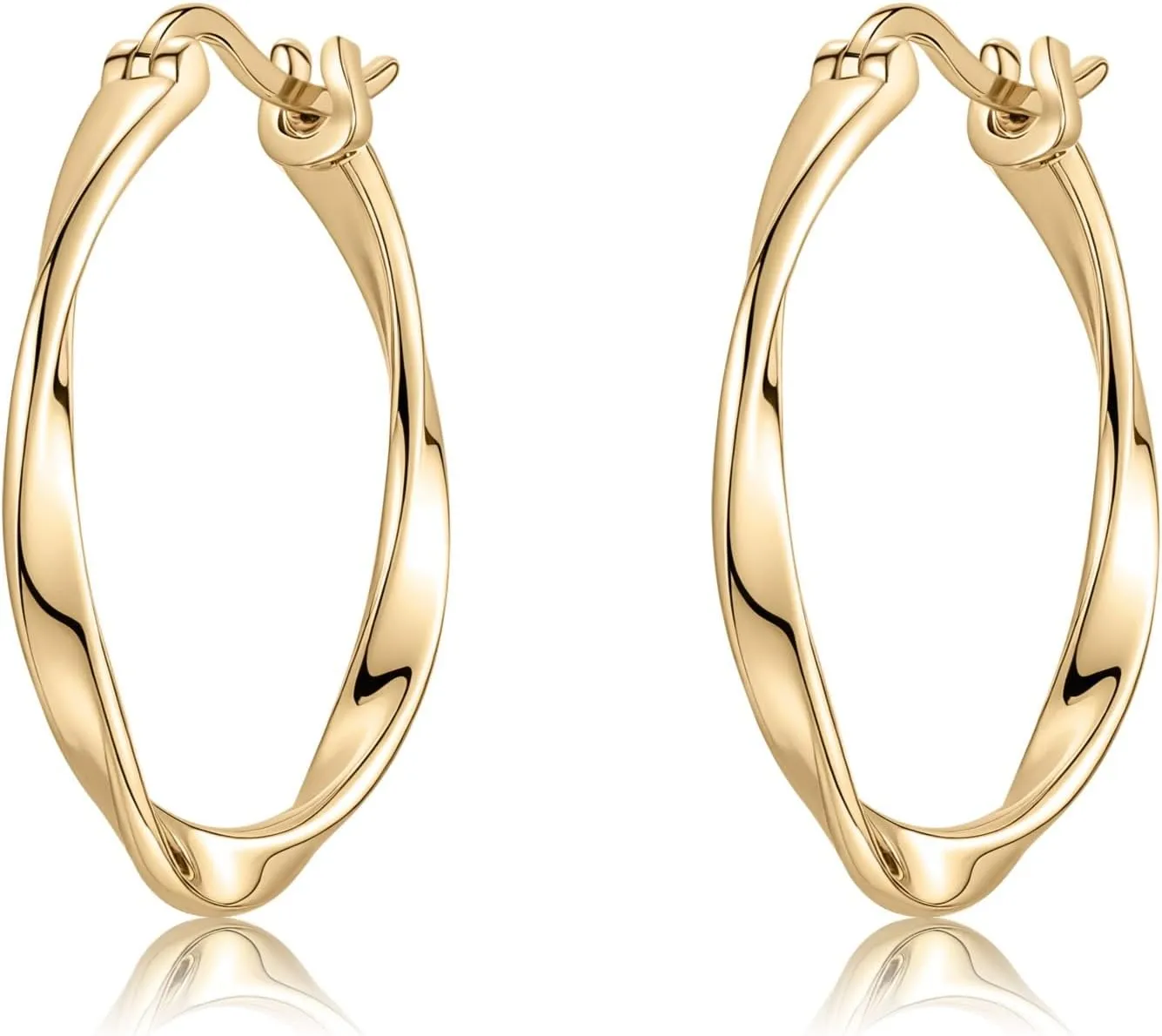 Twist Hoops | Medium 14K Yellow Gold | Braided Hoop Earrings | 1"