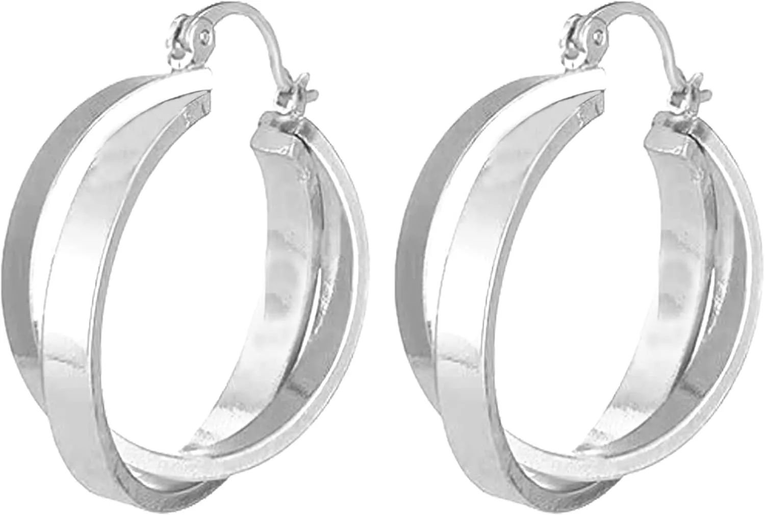 Twisted Double Hoop Earrings for Women Silver Chunky Lightweight Earrings Chunky Thick Earringings Hoops Twist Earrings