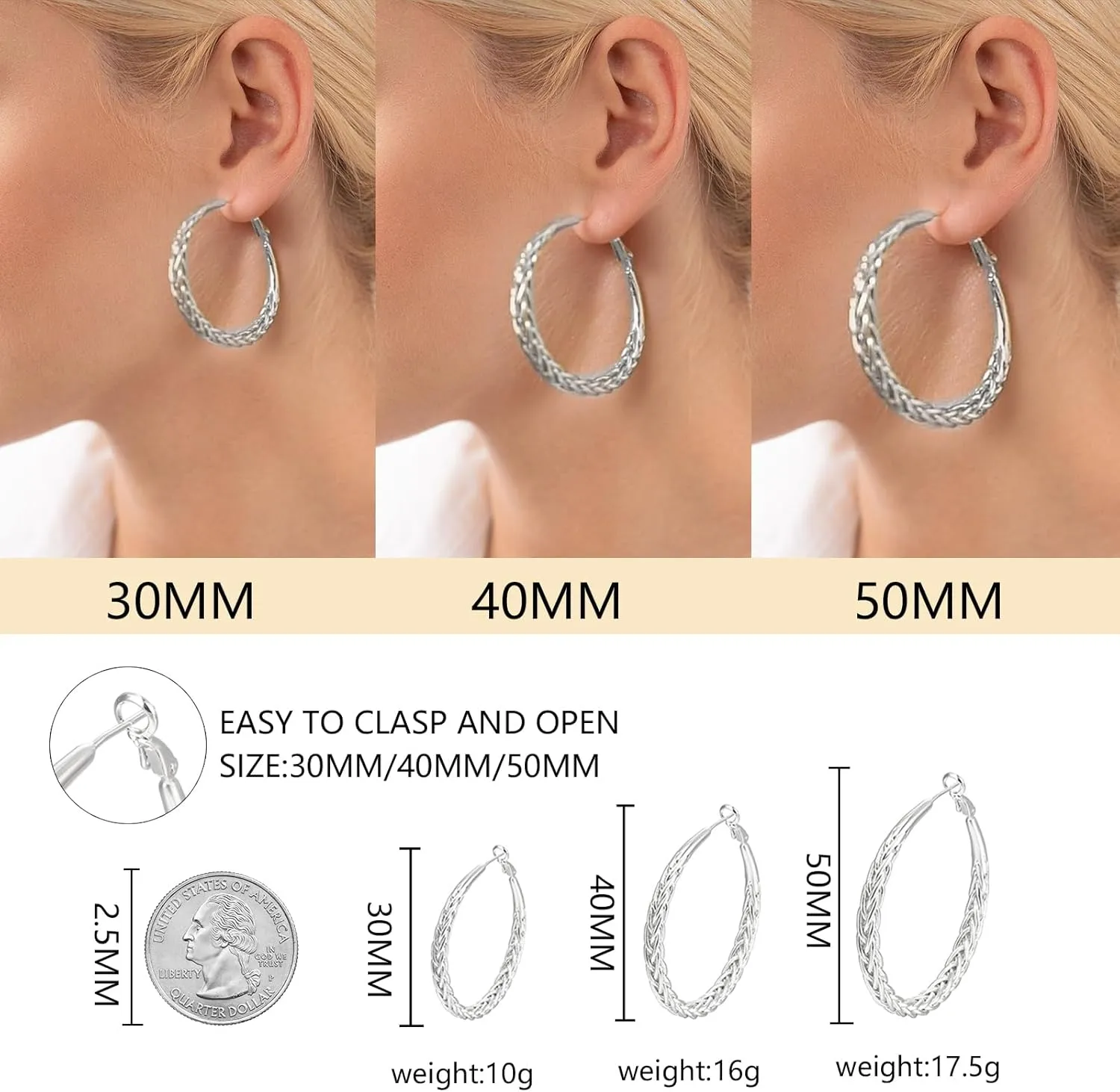 Twisted Hoop Earrings for Women 18K Gold Plated Thick Chunky Hoops Hypoallergenic Twist Earrings