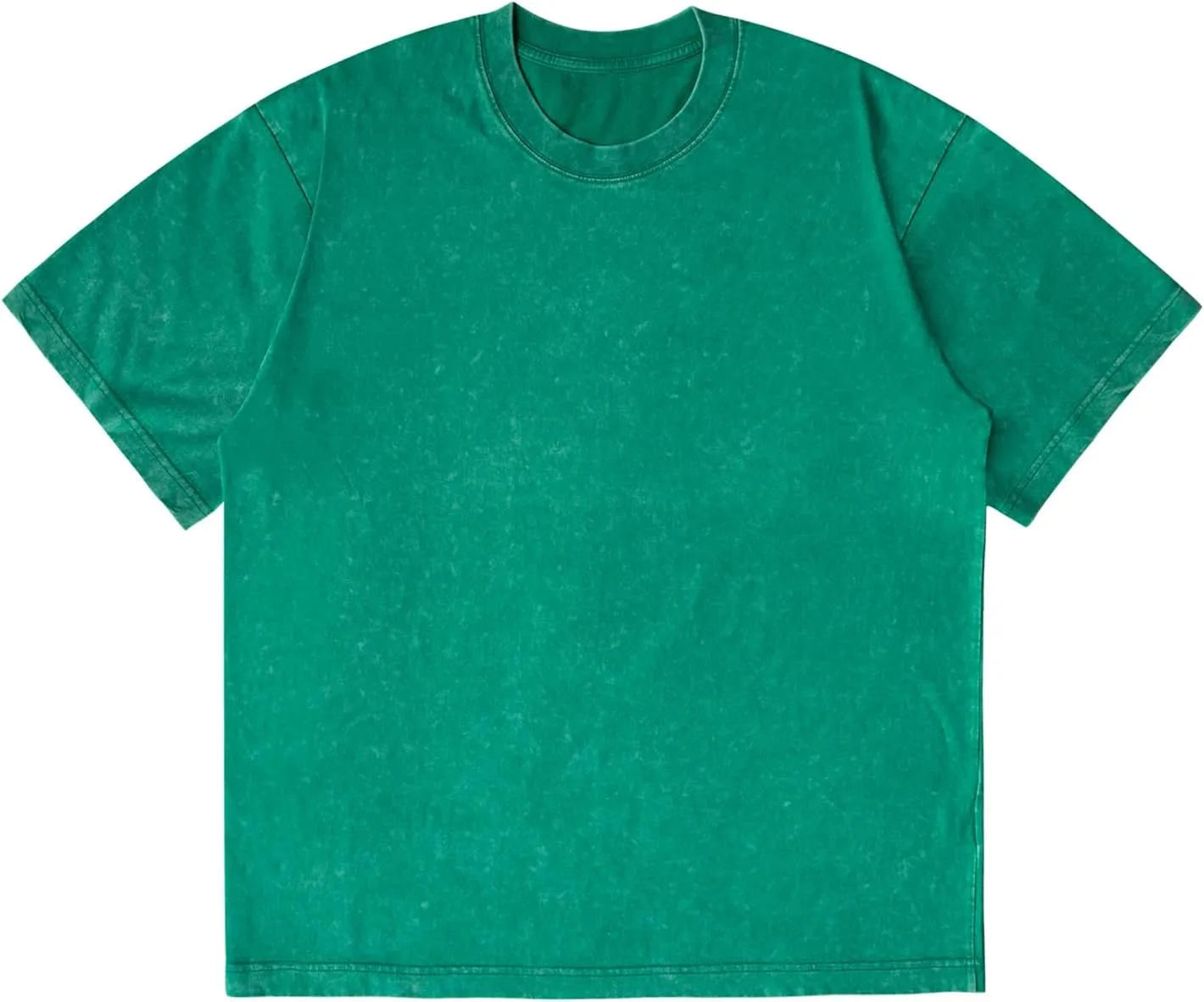 Unisex Short Sleeves Retro Vintage Style T-Shirt Casual Loose Wash Solid Basic Tee Tops