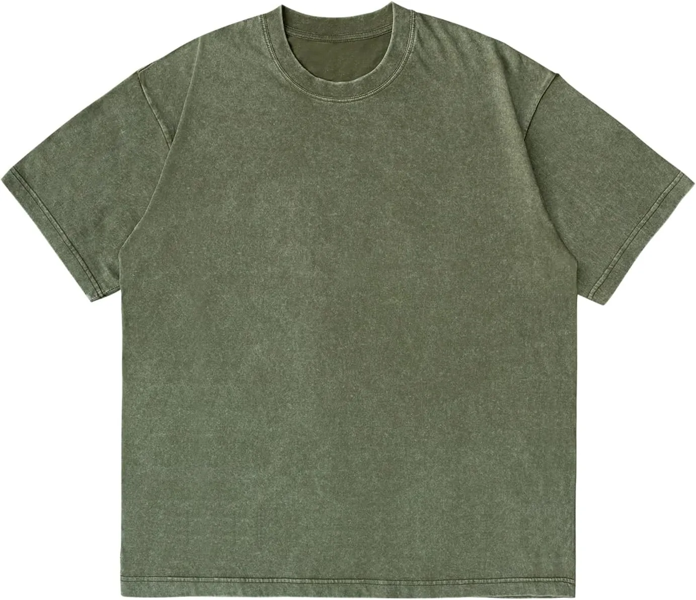 Unisex Short Sleeves Retro Vintage Style T-Shirt Casual Loose Wash Solid Basic Tee Tops