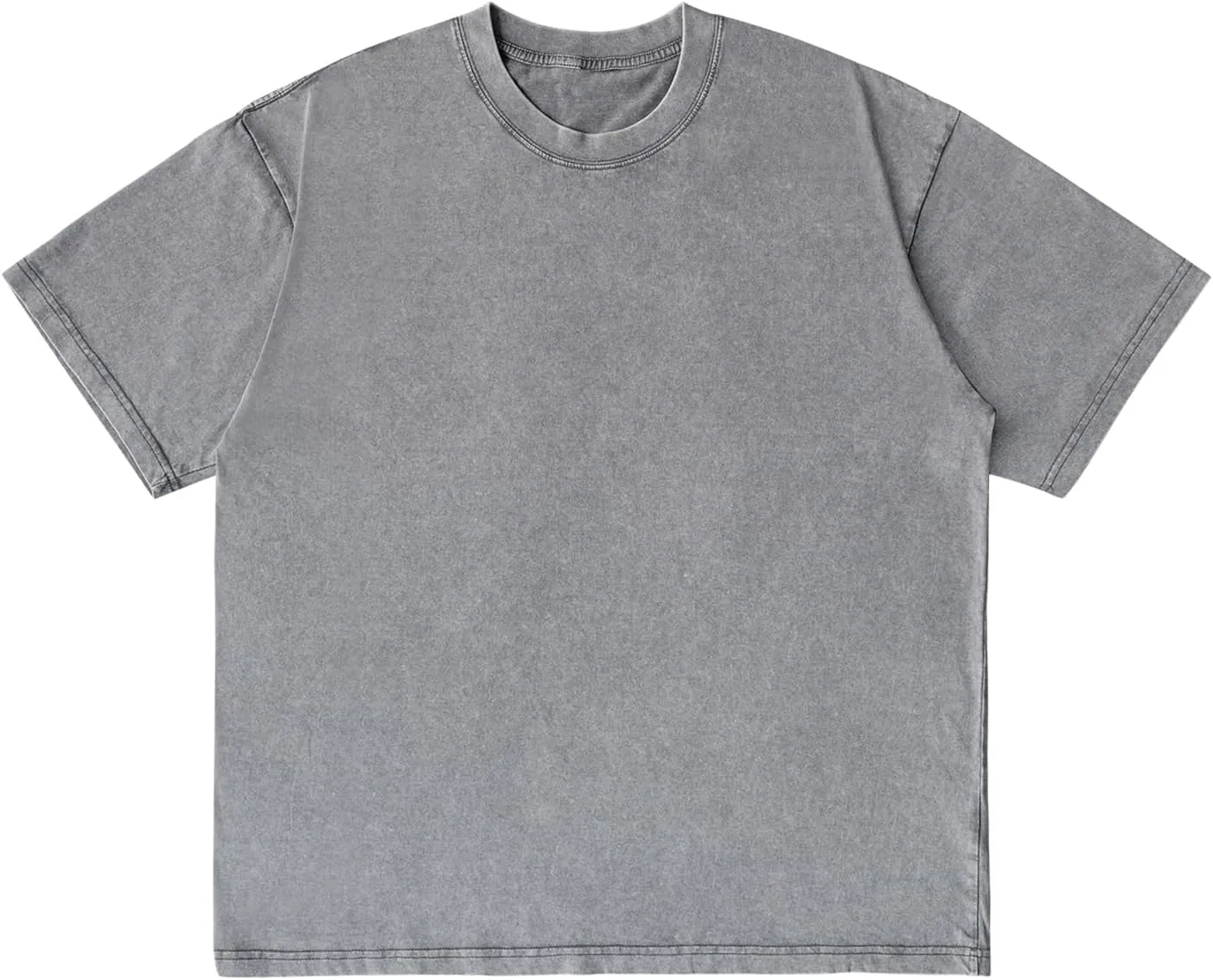 Unisex Short Sleeves Retro Vintage Style T-Shirt Casual Loose Wash Solid Basic Tee Tops