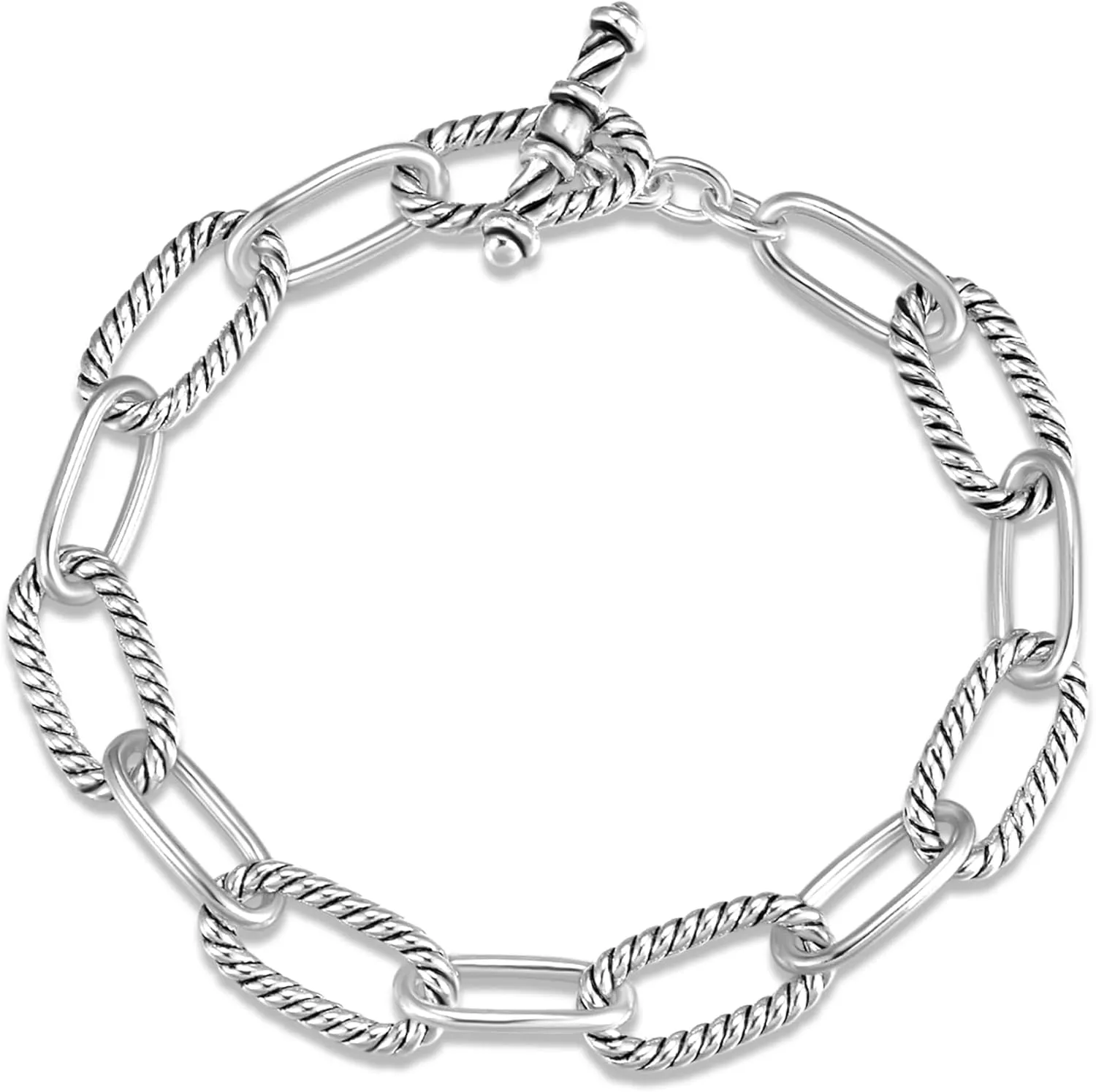 UNY JEWEL Twisted Cable Wire Link Chain Bracelet Two Tone Designer Brand Inspired Women Jewelry Valentine (2 Tone)