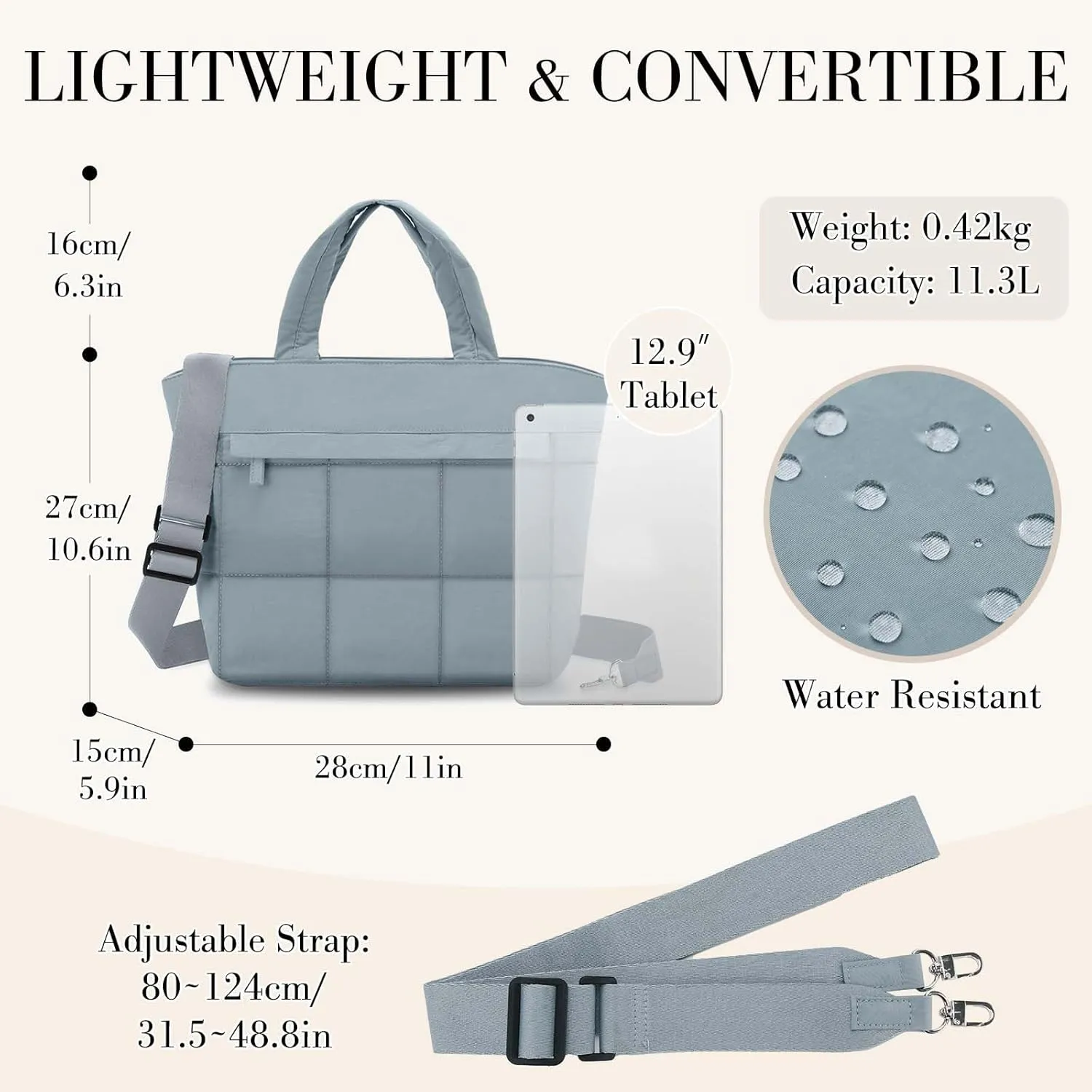 VASCHY Small Puffer Tote Bag for Women, Lightweight Mini Quilted Crossbody Cute Satchel Puffy Tote Handbag Purse for Gym