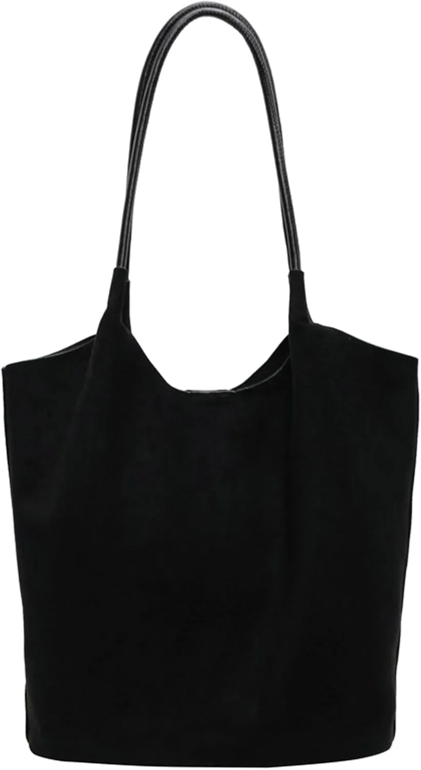 Vintage Suede Tote Bag for Women Large Capacity Suede Hobo Bag Causal Satchel Purse Work Office College Top Handle Handbag