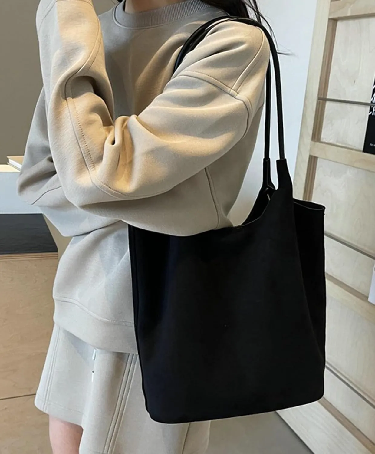 Vintage Suede Tote Bag for Women Large Capacity Suede Hobo Bag Causal Satchel Purse Work Office College Top Handle Handbag