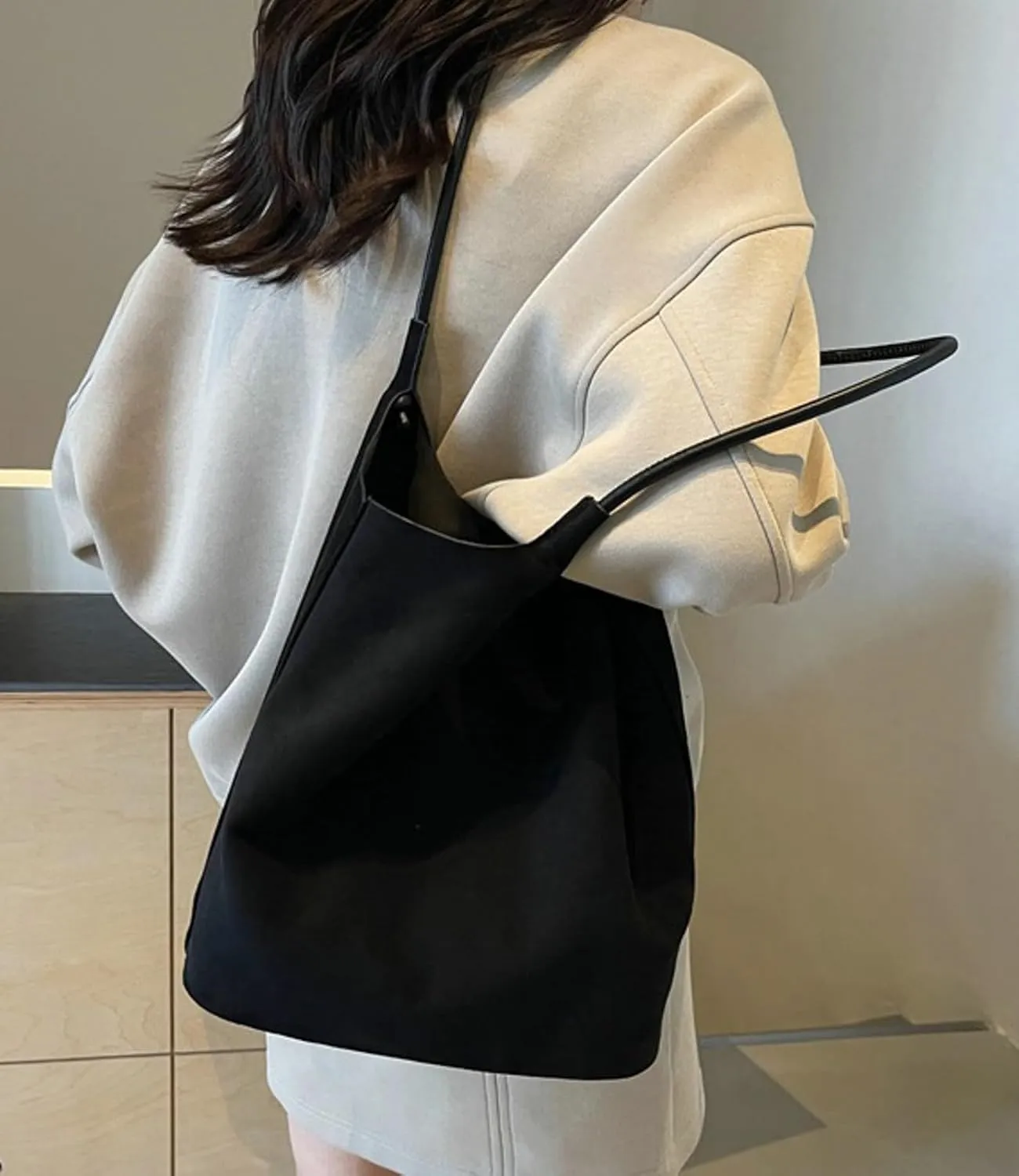 Vintage Suede Tote Bag for Women Large Capacity Suede Hobo Bag Causal Satchel Purse Work Office College Top Handle Handbag