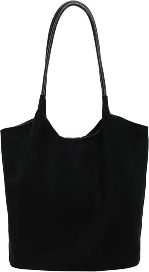 Vintage Suede Tote Bag for Women Large Capacity Suede Hobo Bag Causal Satchel Purse Work Office College Top Handle Handbag