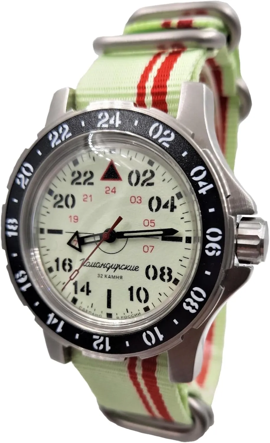 Vostok Original Mens Watch Komandirskie 18011B Series Pilot Mechanical Self-Winding 24-Hours Luminous Dial Water Proof 200m