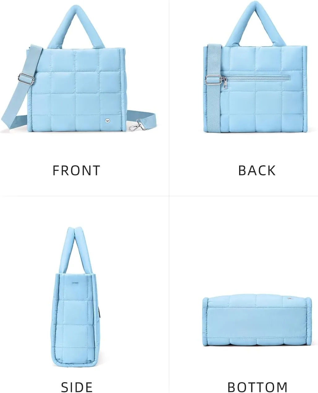 WESTBRONCO Puffer Crossbody Bags for Women Quilted Tote Bag Puffy Weekender Overnight Bag Nylon Shoulder Handbag